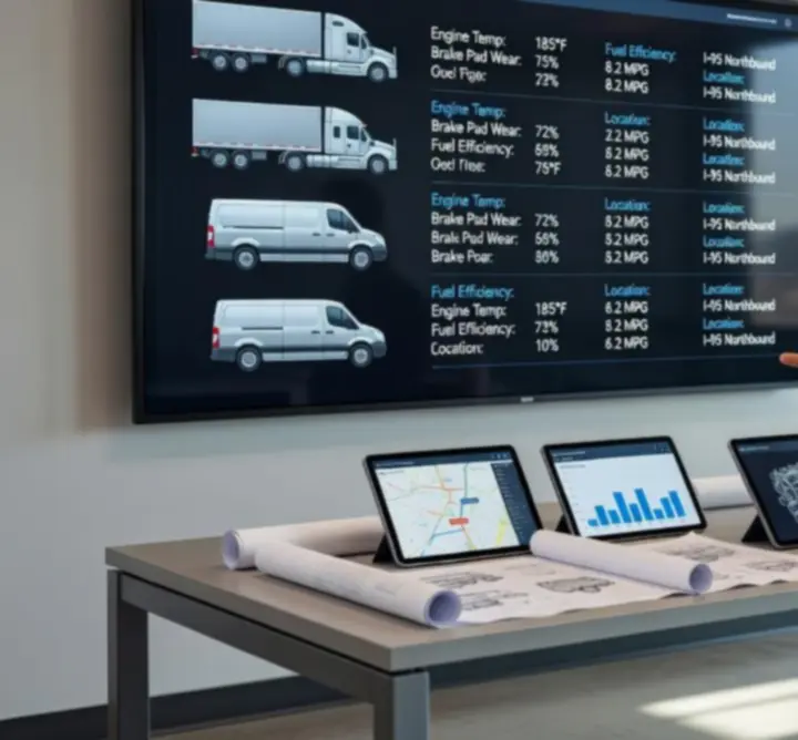 Diagnostische bediening voor bedrijfsvoertuigen in een digitaal fleet dashboard