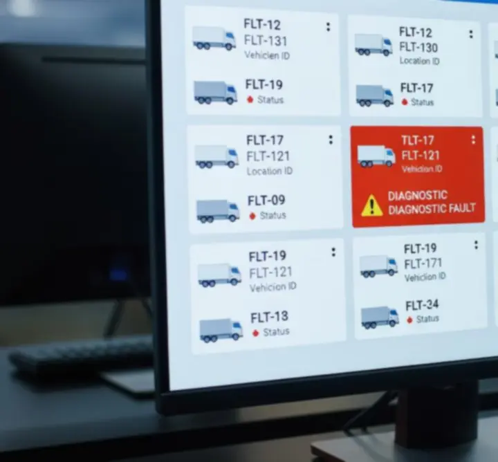 Troubleshooting-dashboard met storingsmeldingen voor een wagenpark