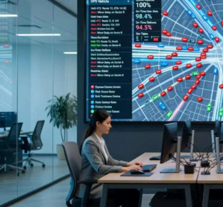 Track & trace overzicht met locaties van bedrijfsvoertuigen op een kaart