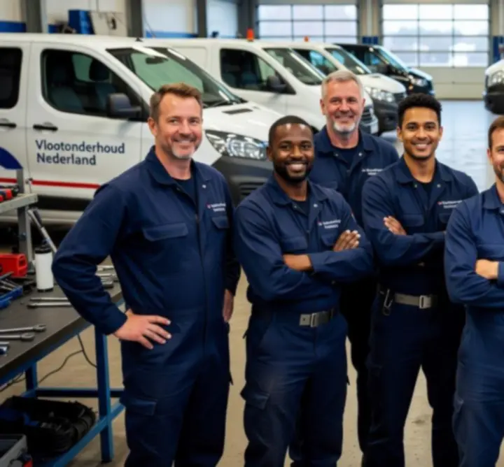 Gecertificeerd onderhoudsteam dat werkt aan bedrijfsvoertuigen